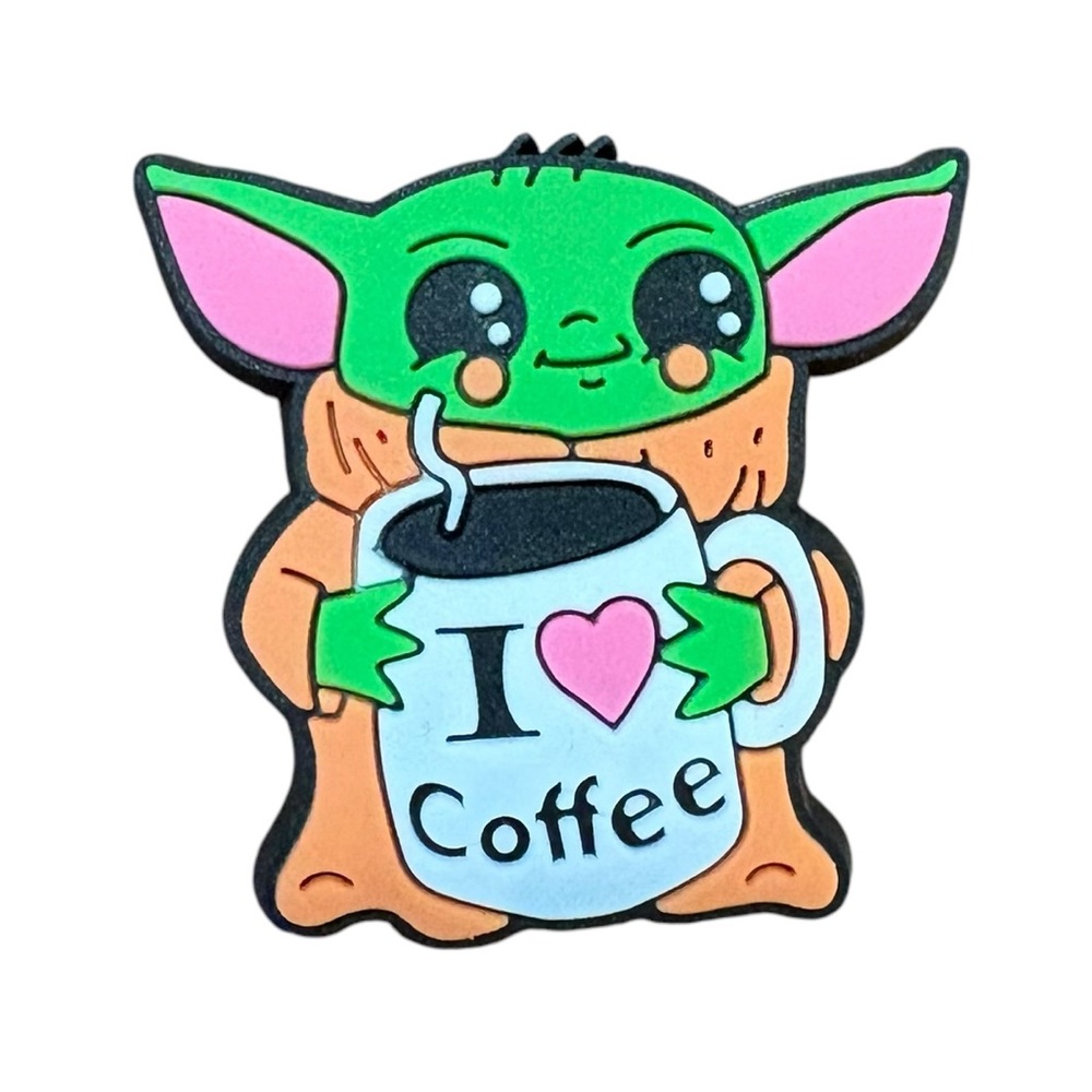 Baby Yoda Grogu “I Love Coffee” Croc Charm